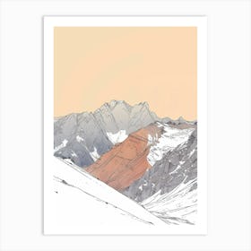 Toubkal Morocco Color Line Drawing (2) Art Print