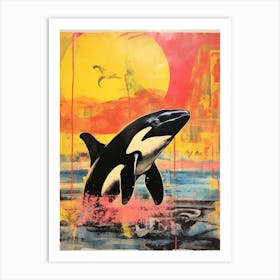 Orca Whale Pop Art Risograph Inspired 4 Art Print