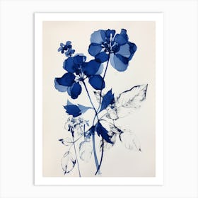 Blue Botanical Orchid 1 Art Print