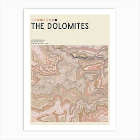 Dolomites Italy Topographic Contour Map Art Print