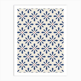 Blue And White Floral Pattern Poster