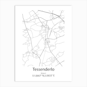 Tessenderlo,Belgium Minimalist Map Art Print