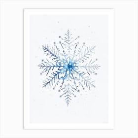 Winter Snowflake Pattern, Snowflakes, Minimalist Watercolour 3 Art Print