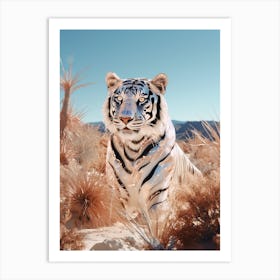 Cosmic tiger portrait in the glittering desert 3 Art Print