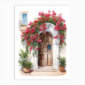 Bari, Italy   Mediterranean Doors Watercolour Painting 2 Art Print