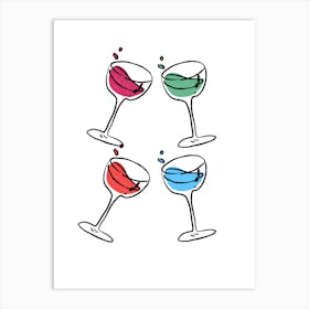 Four Glasses Of Wine Art Print