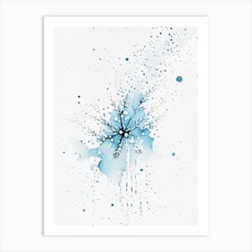 Falling, Snowflakes, Minimalist Watercolour 1 Art Print