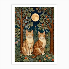 William Morris Two Cats Under The Moon Art Print