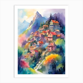 Village In The Mountains 1 Art Print