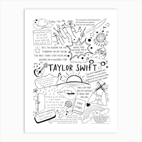 Taylor Swift Doodle Lyrics Art Print