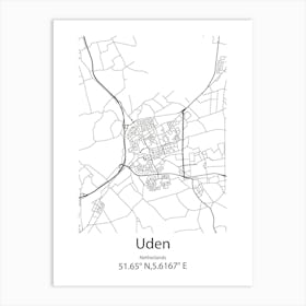 Uden,Netherlands Minimalist Map Art Print