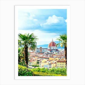 Italy, Tuscany, Florence, Old Town, Santa Maria Del Fiore And Badia Fiorentina Art Print