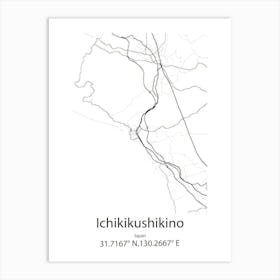 Ichikikushikino,Japan Minimalist Map Art Print