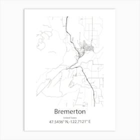 Bremerton,United States Minimalist Map Art Print