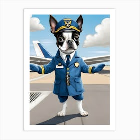 Boston Terrier Pilot 2 Art Print