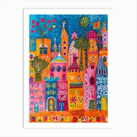 Kitsch Colourful Mexico Cityscape 2 Art Print