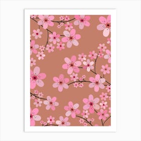 Cherry Blossom | 11 – Soft Brown And Pink Art Print