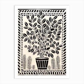 B&W Plant Illustration Zz Plant 6 Art Print