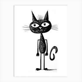 Ink Cat Line Drawing 5 Art Print