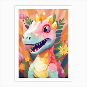 Colourful Dinosaur Thescelosaurus 1 Art Print