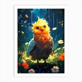 Chicken In The Forest Art Print