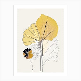Ginkgo Spices And Herbs Minimal Line Drawing 4 Art Print