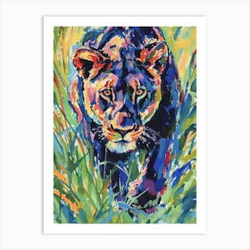 Black Lioness On The Prowl Fauvist Painting 4 Art Print