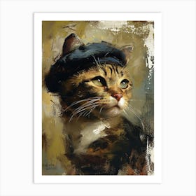 Kitsch Cat In A Beret 3 Art Print
