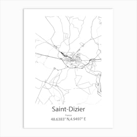 Saint Dizier,France Minimalist Map Art Print