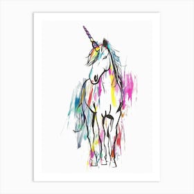 Unicorn Rainbow Doodle Illustration Art Print