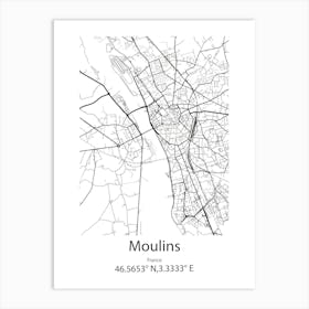 Moulins,France Minimalist Map Art Print