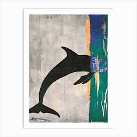 Dolphin 1 Cut Out Collage Art Print