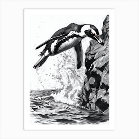 King Penguin Diving Into The Water 4 Art Print