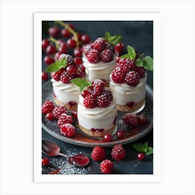 Desserts With Raspberries 2 Art Print