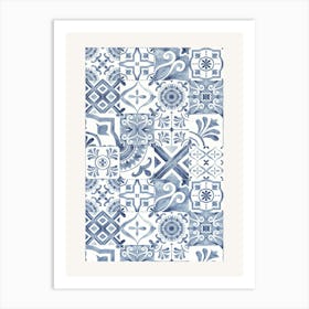 Blue And White Tile Art Print