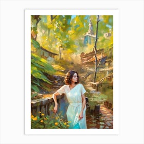 Woman In The Woods Art Print