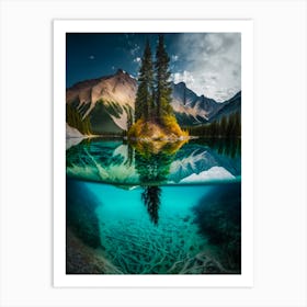 Underwater Mountain Lake Art Print