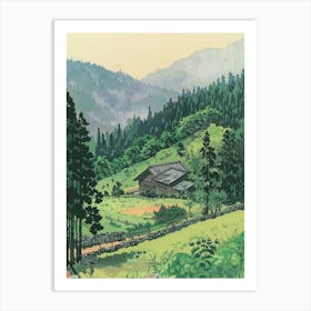 Tohoku Region Japan 3 Retro Illustration Art Print