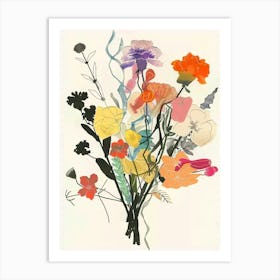 Marigold 2 Collage Flower Bouquet Art Print