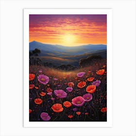 Sunset Poppies Art Print