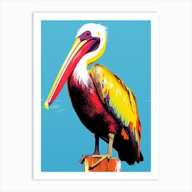 Andy Warhol Style Bird Brown Pelican 2 Art Print