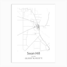 Swan Hill,Australia Minimalist Map Art Print