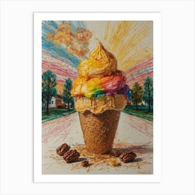 Rainbow Ice Cream Cone 8 Art Print