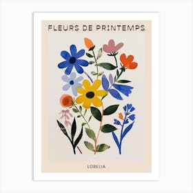 Spring Floral French Poster  Lobelia 2 Art Print