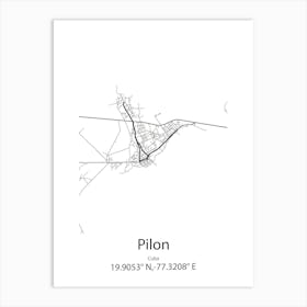 Pilon,Cuba Minimalist Map Art Print