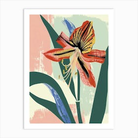 Colourful Flower Illustration Amaryllis 1 Art Print