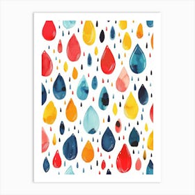 Watercolor Raindrops Seamless Pattern Art Print