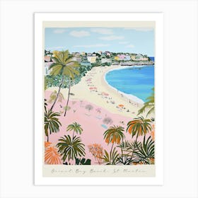 Poster Of Orient Bay Beach, St Martin, Matisse And Rousseau Style 2 Art Print