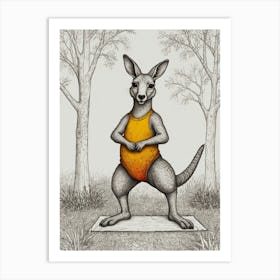 Kangaroo Yoga 4 Art Print