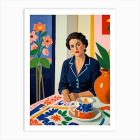 Woman At The Table 3 Art Print